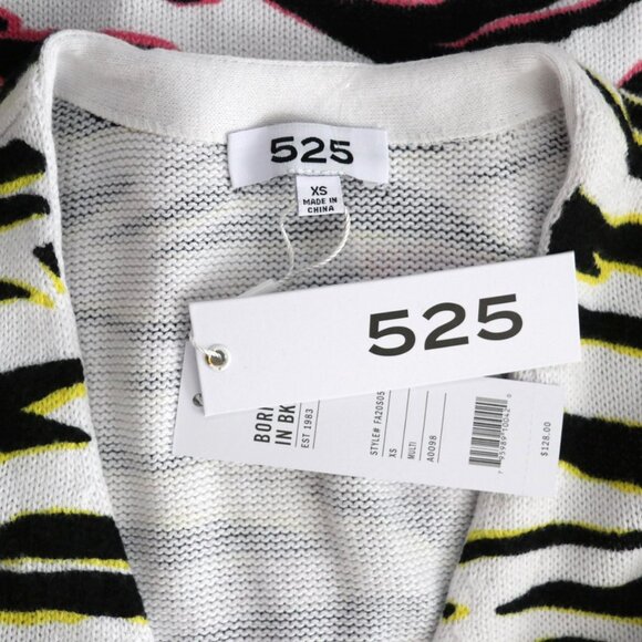 525 America Long Knit Sweater Duster Open Cardigan Animal Print Rainbow Neon NEW - Picture 6 of 10